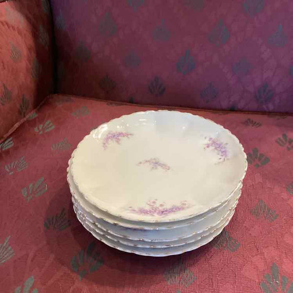 Five Purple Flower Dessert Plates