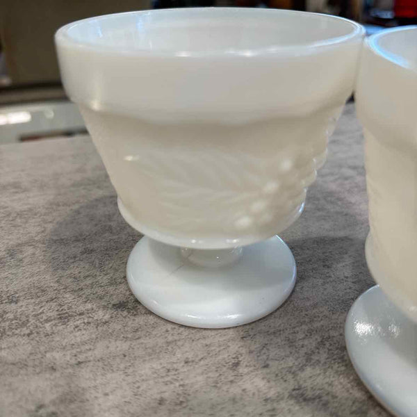 Milk Glass Pair of  Sherbet Goblets/Grape Pattern