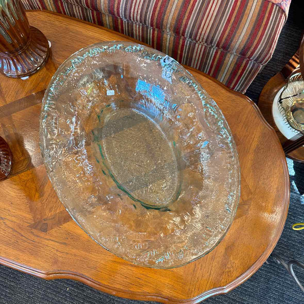 Green Glass Oval Bowl