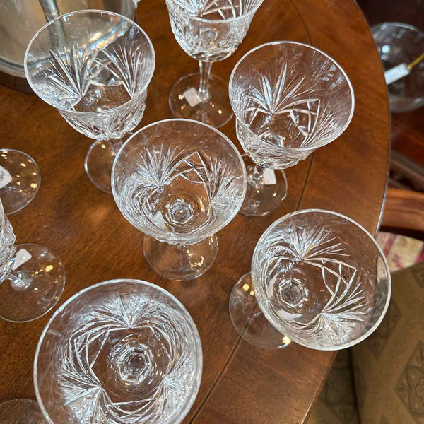 Set of 9 Gorham Crystal Wine Glasses with Short Stems