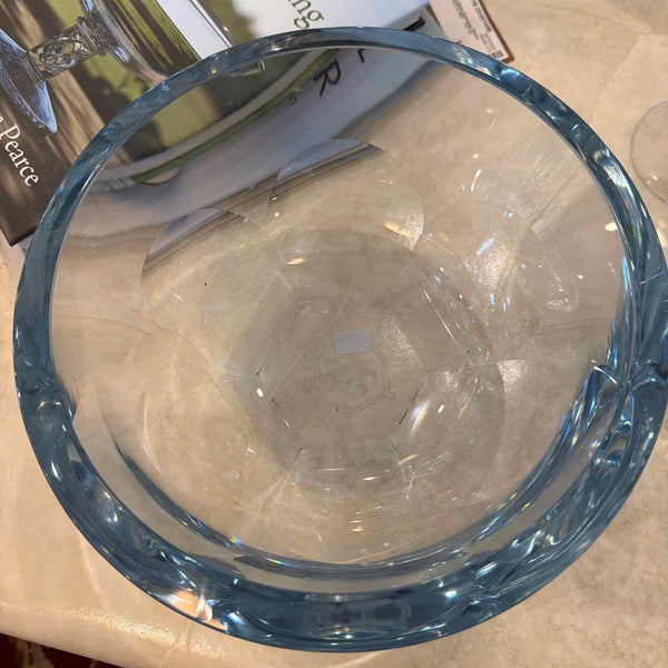 Blue Faceted Crystal Bowl - Signed