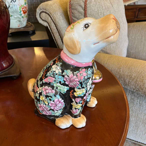 Asian Floral Ceramic Dog