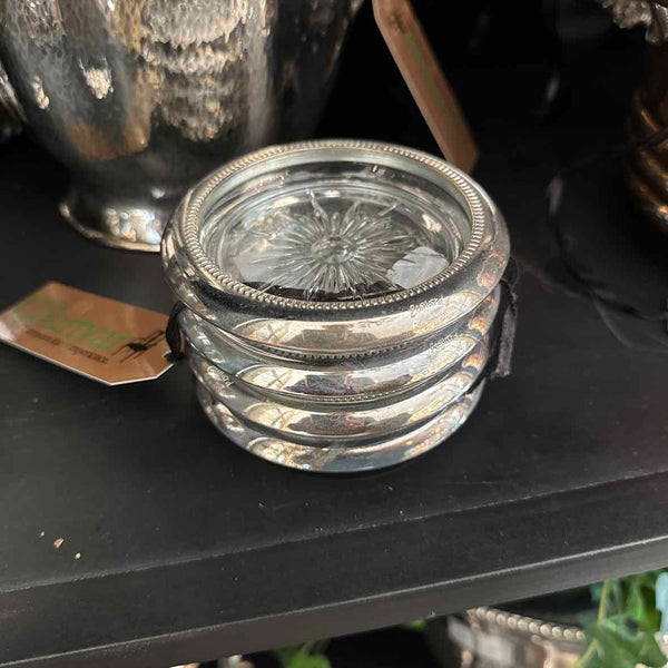 Set of 4 Crystal/Silver Coasters