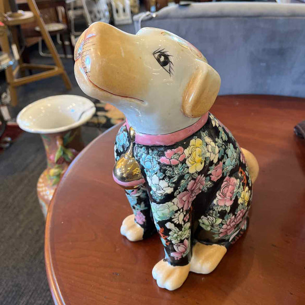 Asian Floral Ceramic Dog