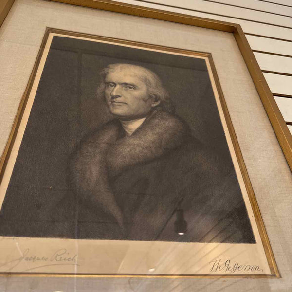 Framed Etching Of Jefferson