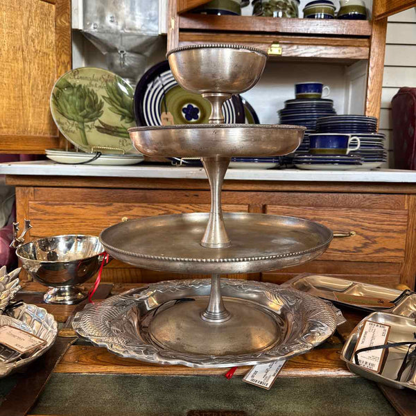 Pottery Barn 3-Tier Silver Server