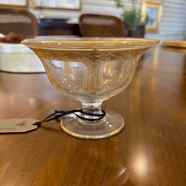 Etched Footed Compote Bowl
