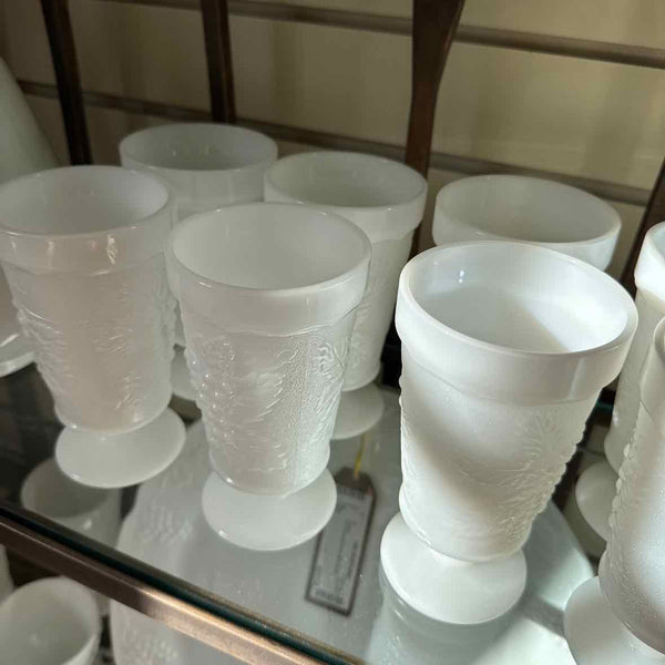 Milk Glass Tumblers Set of 12 Grape Pattern