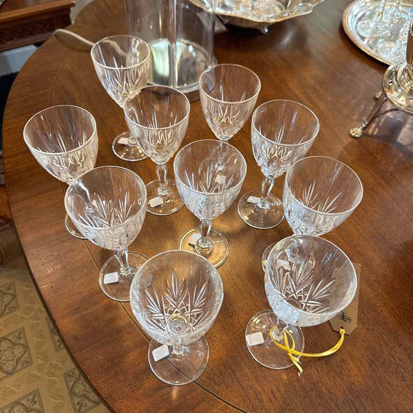 Set of 10 Gorham Crystal Wine Glasses