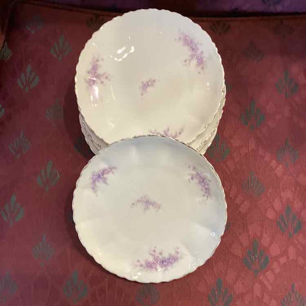 Five Purple Flower Dessert Plates