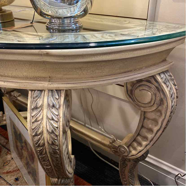 Demilune Table with Glass Top