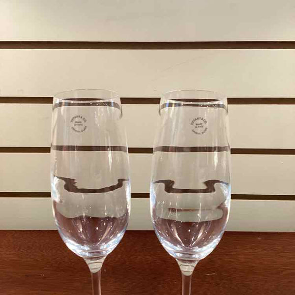 2 Tiffany Champagne Flutes w/Box