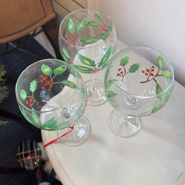 Three Handpainted Goblets