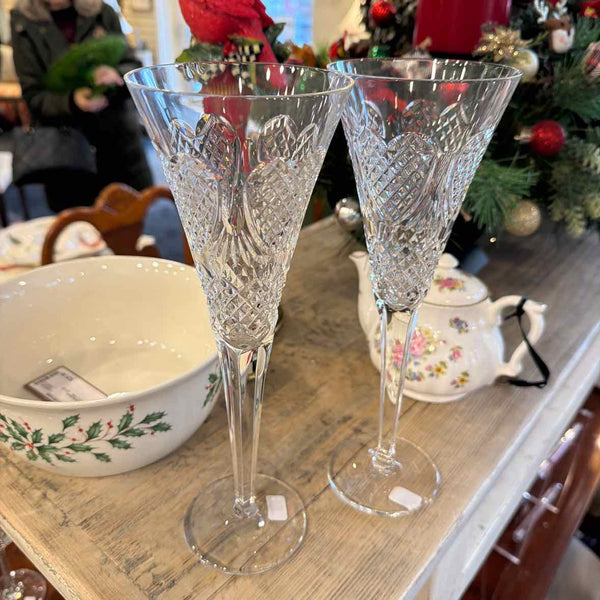 2 Waterford Champagne Glasses - Wedding Heirloom