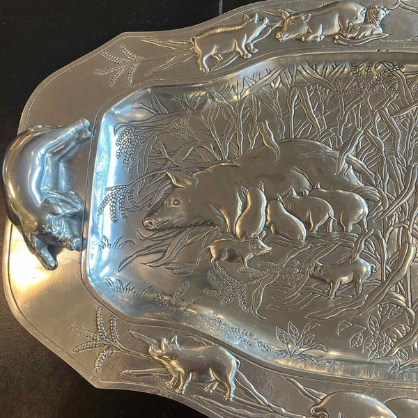 Arthur Court Platter With Pigs