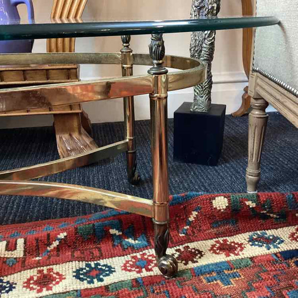 Oval Glass Top Brass Base Table