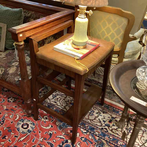 "As Is" Pair Of Henredon Leather Counter Stools