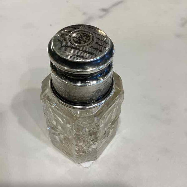 Antique Crystal Perfume Bottle w/Sterling Top