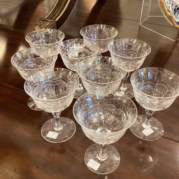 Webb Corbett Crystal Sherbet Glasses - Set of 9