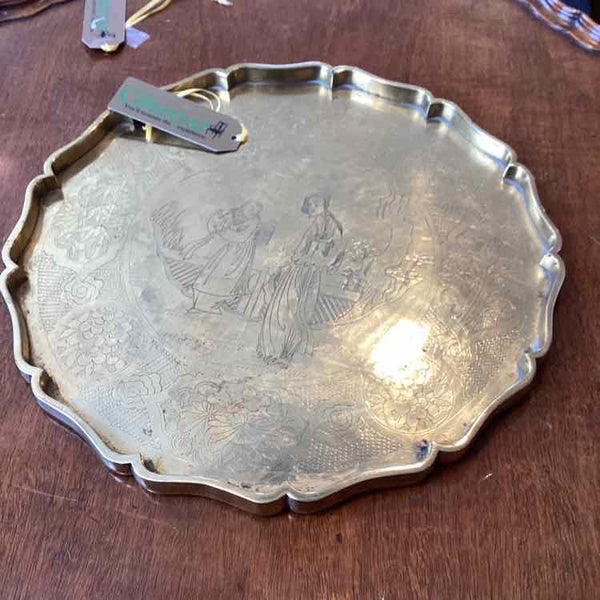 Brass Asian Etched Tray