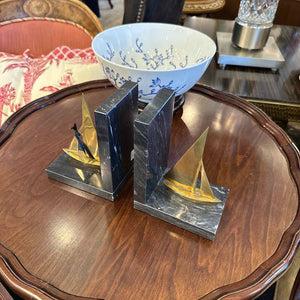 Brass And Marble Sailboat Bookends