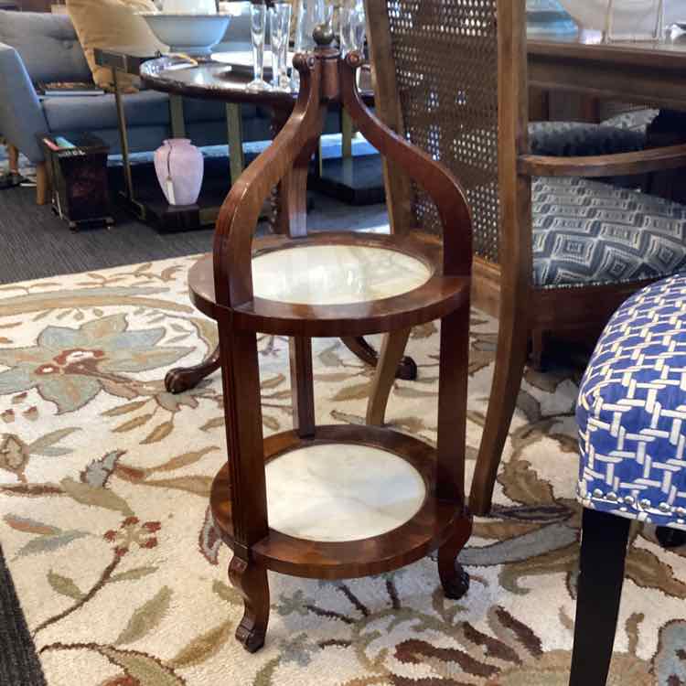 Antique Plate Server (Side Table) - 2 Marble Shelves