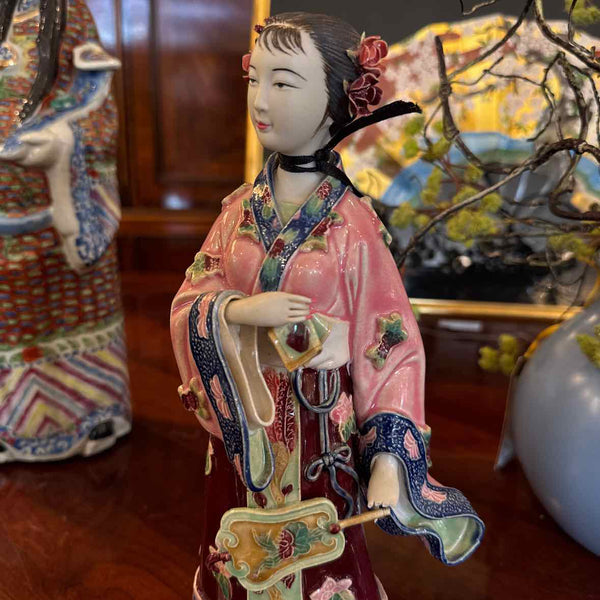 "As Is" Female Asian With Fan Figurine
