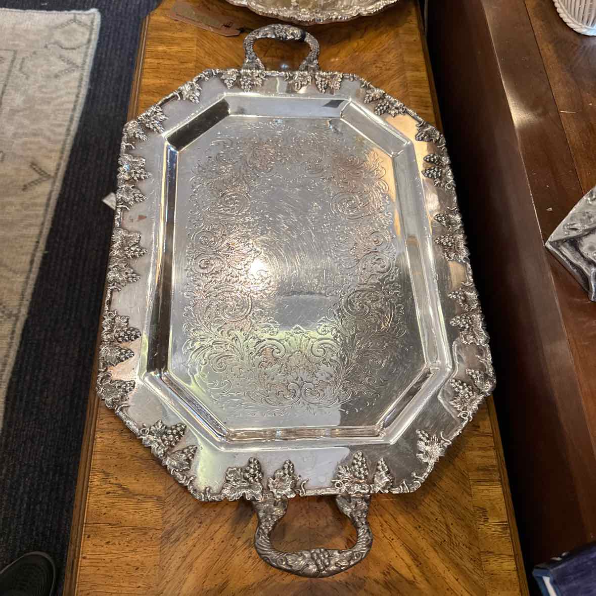Grape Design Silverplate Tray