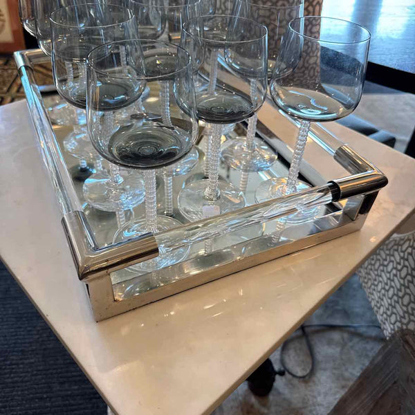 Mirror, Silver And Lucite Tray