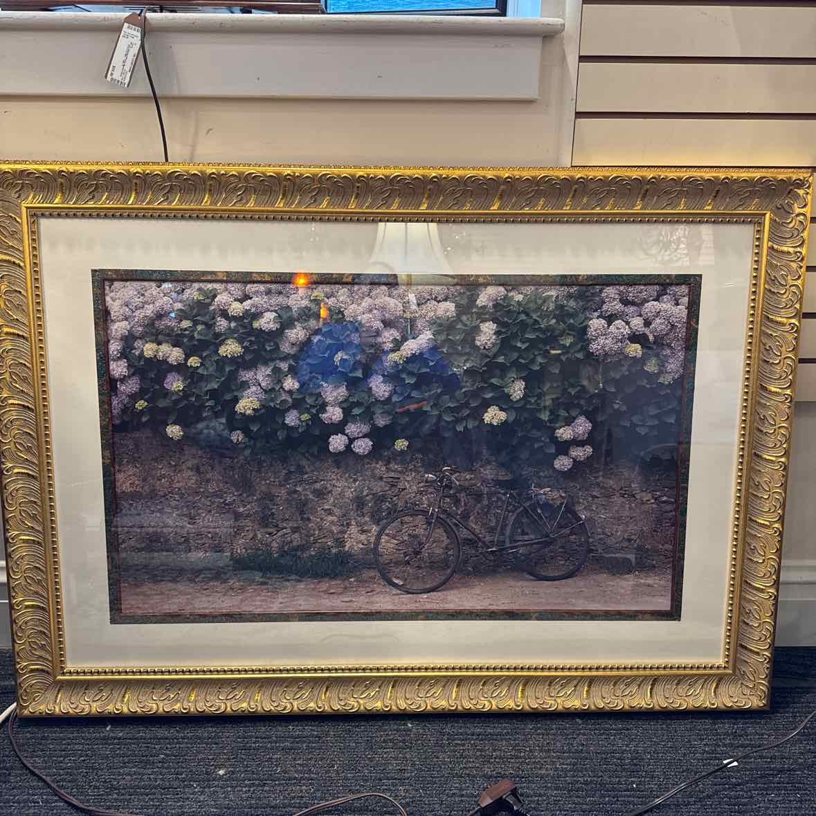 Print of Flowers w/Bike - Gold Frame