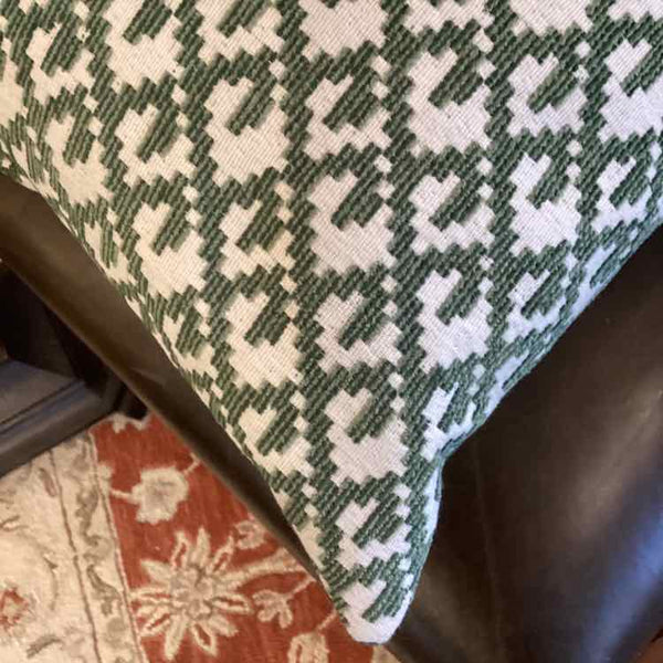 Green & White Square Pillow