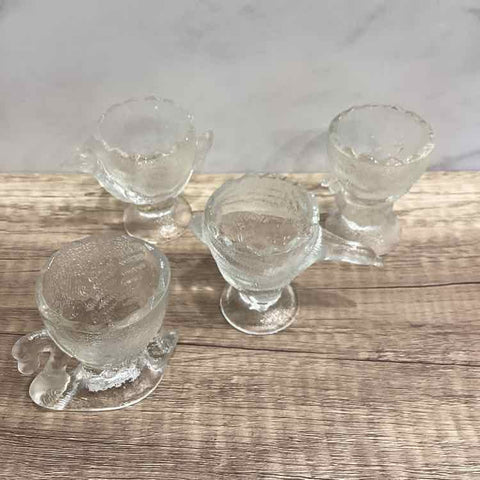 Set of  4 Glass Egg Holders (Birds)