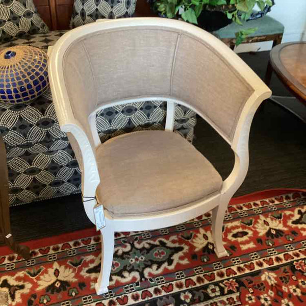 Ivory And Taupe Barrel Chair
