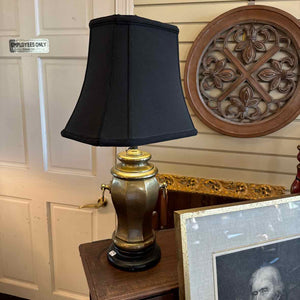 Brass Urn Lamp with Black Shade