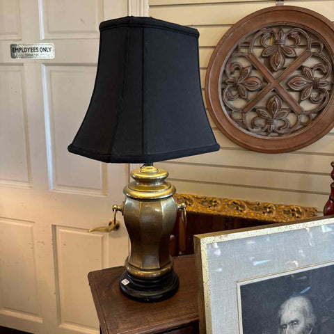 Brass Urn Lamp with Black Shade