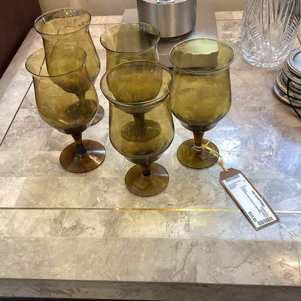5 Amber Wine Glasses (Denby)