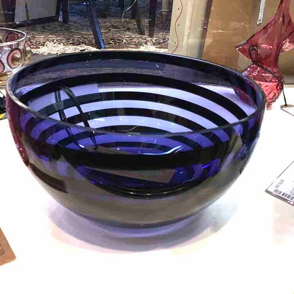 Kosta Boda Cobalt Blue Swirl Bowl