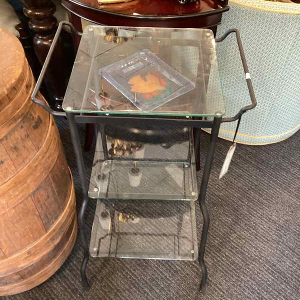 Two Tier Metal And Glass Stand