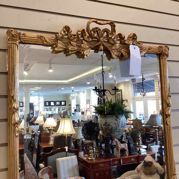 Gold Mirror with Carved Bow