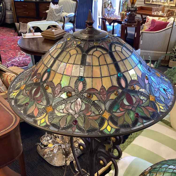 Tiffany Floor Lamp - Wrought Iron Base
