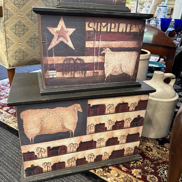Set Of Three Americana  Boxes