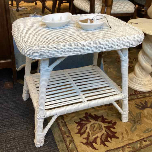 White Wicker Table