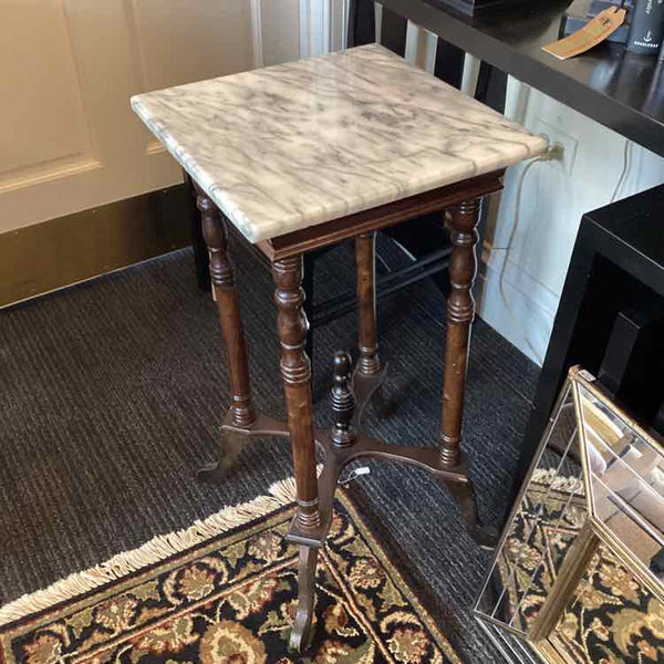Brown Marble Top Wooden Spindle Table