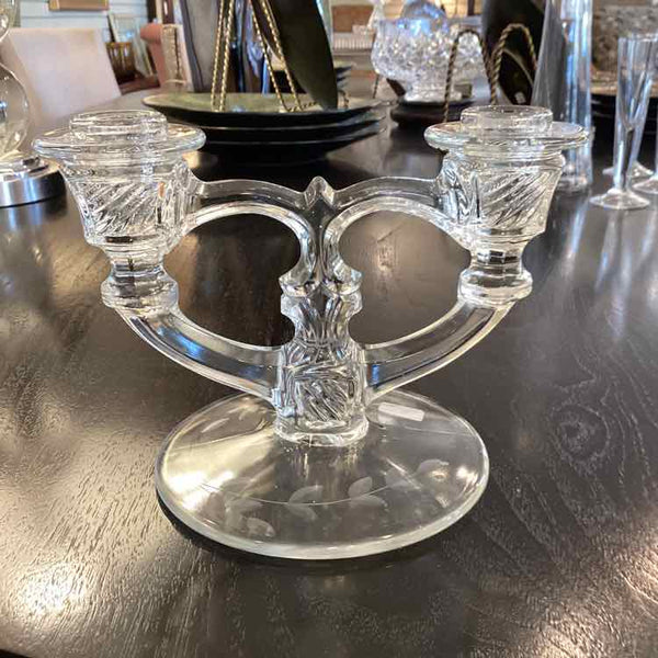 Pair of Glass Double Candleholders