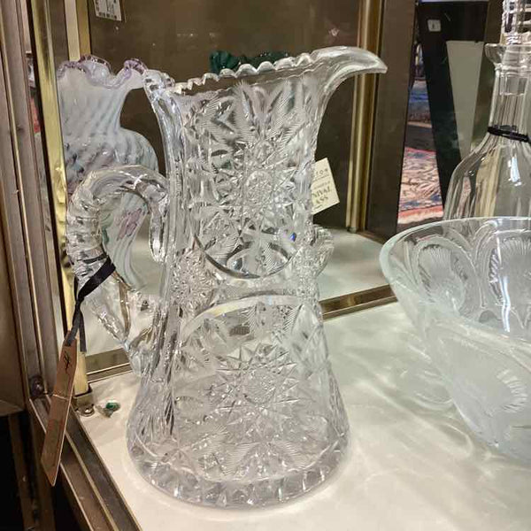 Carved Crystal Water Pitcher - 1900s