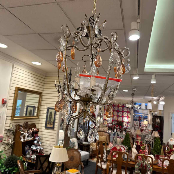 Pink & Clear Prism Chandelier