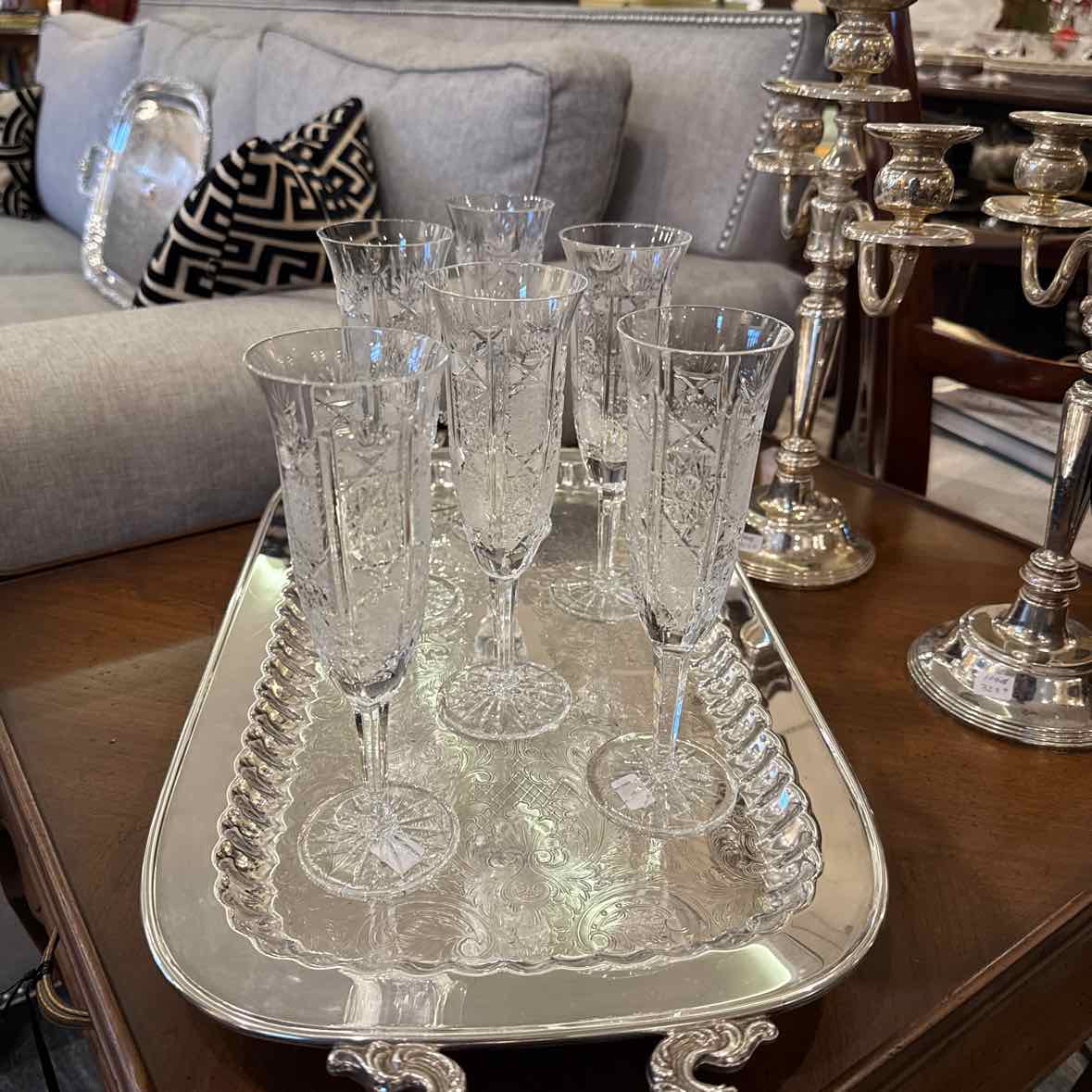 Six Rogaska Champagne Flutes