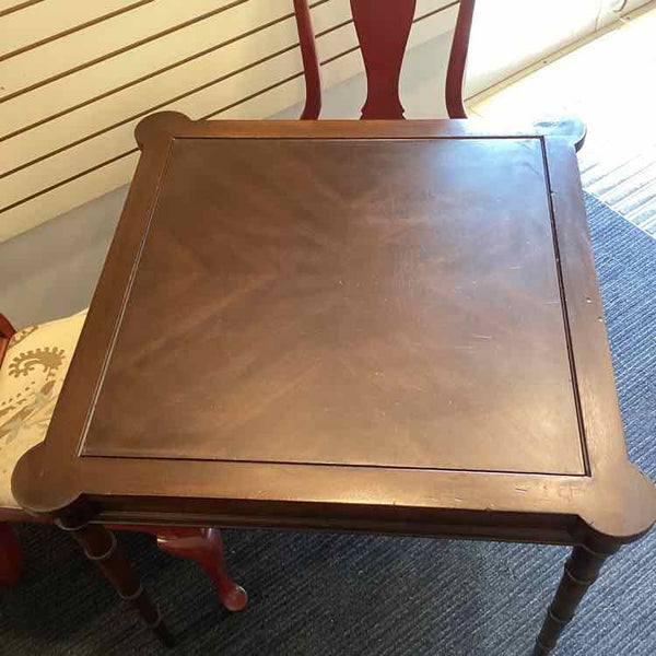 Vintage Flip Top Game Table w/Leather Top