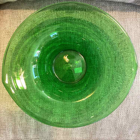 Hand Blown Green Glass Bowl