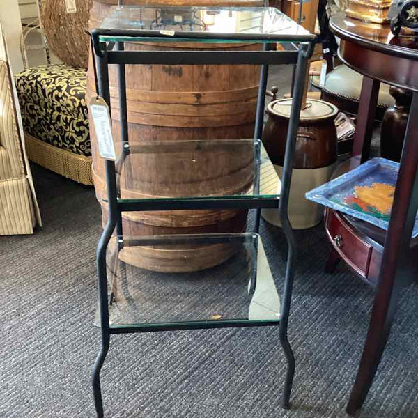 Two Tier Metal And Glass Stand